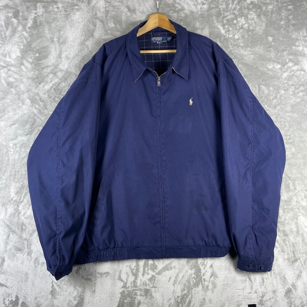 Polo Ralph Lauren Harrington Jacket Men 2XLT Blue Full Zip Embroidered Pony Read